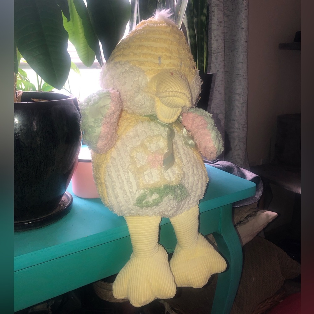 Vintage Chenille Terry Cloth Pastel Duck Stuffed Animal Plush CWC